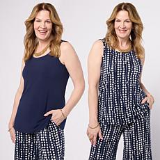 Nina Leonard 2-pack Jersey Knit Scoop-Neck Tanks