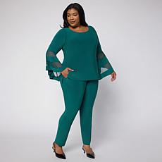 Nina Leonard 2-Piece Set with Mesh Bell Sleeves