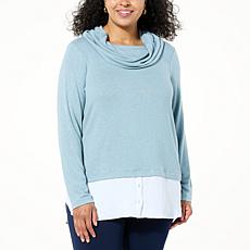 Nina Leonard Cowl Neck Twofer Sweater