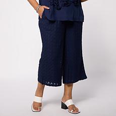 Nina Leonard Cropped Novelty Lace Culotte Pant