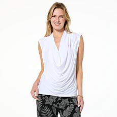 Nina Leonard Drape Neck Top 