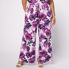 Nina Leonard Elastic Waist Wide Leg Drawstring Pant