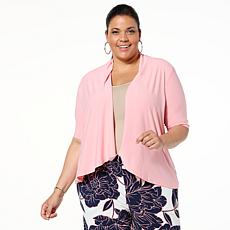 Nina Leonard Elbow-Sleeve Drape-Front Bolero