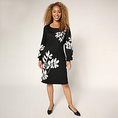 Nina Leonard Long Sleeve Scoop Neck Sweater Sheath Dress
