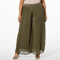 Nina Leonard Pleated Chiffon Palazzo Pant