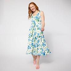 Nina Leonard Scoop-Neck Sleeveless Midi Dress