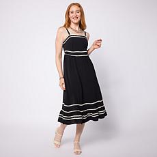 Nina Leonard Textured Wave Midi-Length Fit and Flare Dress