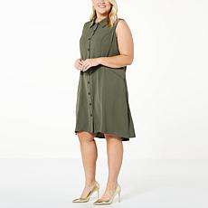 Nina Leonard Textured Wave Shirt Dress with Pockets