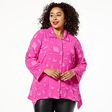 Nina Leonard Textured Wave Tab Sleeve Tunic