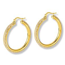 Nomination Italy Goldtone Mesh and Crystal Large Hoop Earrings