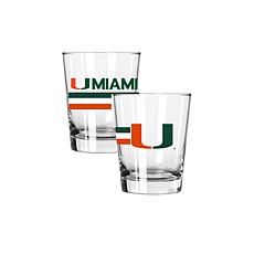 Official College Big Stripes 15 oz. Double Old Fashion 2pk - Miami