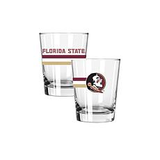 Official College Big Stripes 15oz Double Old Fashion 2pk-Florida State