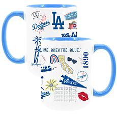 Official MLB 15oz Loco Design Inner Color Mug 2pk- Los Angeles Dodgers