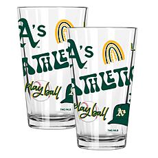 Official MLB 16 oz. Loco Design Pint Glass 2-Pack - Oakland Athletics