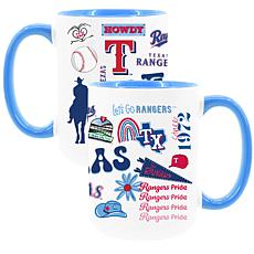 Official MLB 2-Pack 15oz Inner Color Stainless Steel Mugs Rangers
