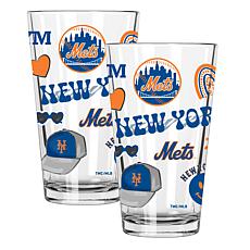 Official MLB 2-Pack 16oz Stainless Steel Pint Glasses Mets