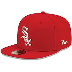 Officially Licensed Fanatics MLB Men's Red Sox White Logo Fitted Hat