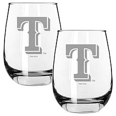Officially Licensed MLB 16 oz. Stemless Wine Glass 2-pack - Rangers