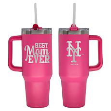 Officially-Licensed MLB  40oz Best Mom Ever Pink Tumbler, NY Mets