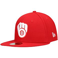 Officially Licensed MLB Men's New Era Logo Fitted Hat - Brewers 