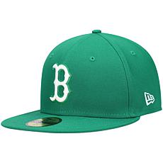 Officially Licensed MLB Men's New Era White Logo Fitted Hat - Red Sox 