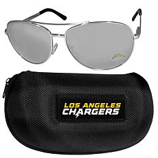 Officially Licensed NFL Aviator Sunglasses and Carrying Case- Chargers