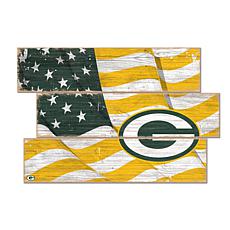 Officially Licensed NFL Flag 3 Plank Wall Sign - Green Bay Packers