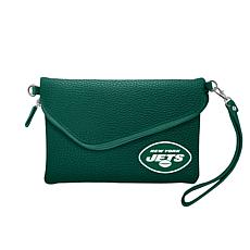 Officially Licensed NFL Pebble Fold Over Crossbody Purse - Jets 