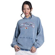 Officially Licensed NFL Women's Denim Wash Hooded Sweatshirt