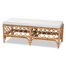 Orchard Natural Rattan Accent Bench with Plush Cushion