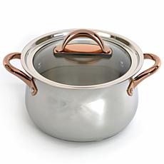 Ouro Gold 18/10 Stainless Steel 9.5" Stockpot with Glass Lid 8.1qt.