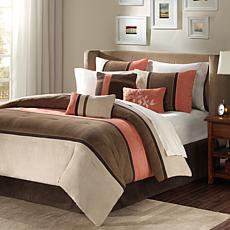 Palisades Micro-Suede 7pc Comforter Set- King/Coral