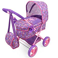 Peppa Pig Doll Deluxe Pram & Bag - Purple, Pink, Flowers