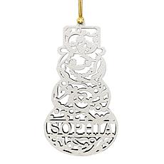 Personalized Planet White Wood Personalized Snowman Ornament