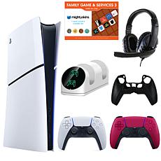 PS5 Slim Digital Console w/Red DuelSense Controller Bundle