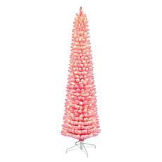 Puleo International 7.5' Pre-lit Pink Pencil Tree w/ 300 Clear Lights