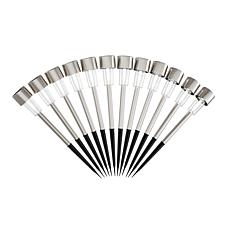 Pure Garden Stainless Steel 12.2” Solar Path Lights 12-pack
