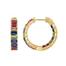 Radiance by Absolute™ 6.78ctw Emerald-Cut Stone Rainbow Hoop Earrings