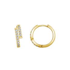 Radiance by Absolute™ Gold-Plated 0.78ctw Twin Pavé Mini Hoop Earrings