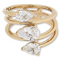 Radiance by Absolute™ Gold-Plated Wrap-Style Three-Stone Ring