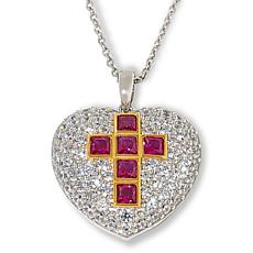 Radiance by Absolute™ Pavé Heart with Cross Pendant with Chain