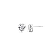 Radiance by Absolute™ Platinum-Plated Bezel-Set Heart Stud Earrings