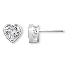 Radiance by Absolute™ Platinum-Plated Bezel-Set Heart Stud Earrings