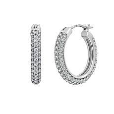Radiance by Absolute™ Platinum-Plated Domed Pavé Hoop Earrings