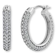 Radiance by Absolute™ Platinum-Plated Domed Pavé Hoop Earrings