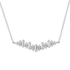 Radiance by Absolute™ Sterling Silver Baguette Wavy V-Drop Necklace