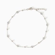 Radiance by Absolute™ Sterling Silver Bead Station Anklet