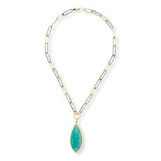 Rarities 18" Two-Tone Sterling Silver Amazonite Drop Necklace