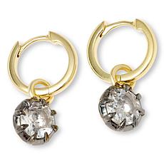 Rarities Black-Accented Rock Crystal Hugger Hoop Earrings