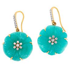 Rarities Carved Gemstone Flower Gold-Plated Earrings